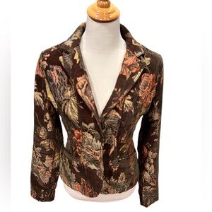 DKNY Jean fall color floral tapestry button down Blazer